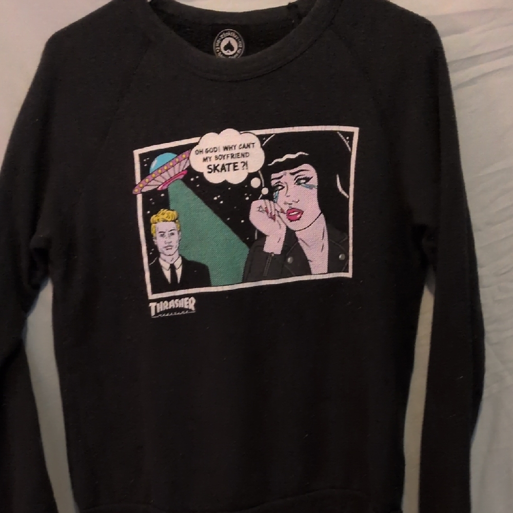 Thrasher Women's Black Comic Graphic Sweater